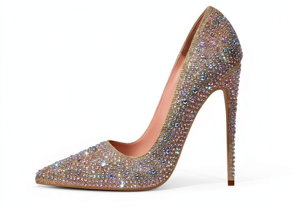 Rhinestone High Heels Womens Sparkling Pumps 4.7 Inch Heel-0