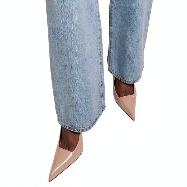 Women High Heels Patent Leather Pointed Toe Slingback Pumps-1