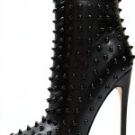 COLETER Womens Stiletto Ankle Boots Pointed Toe Rivets-0