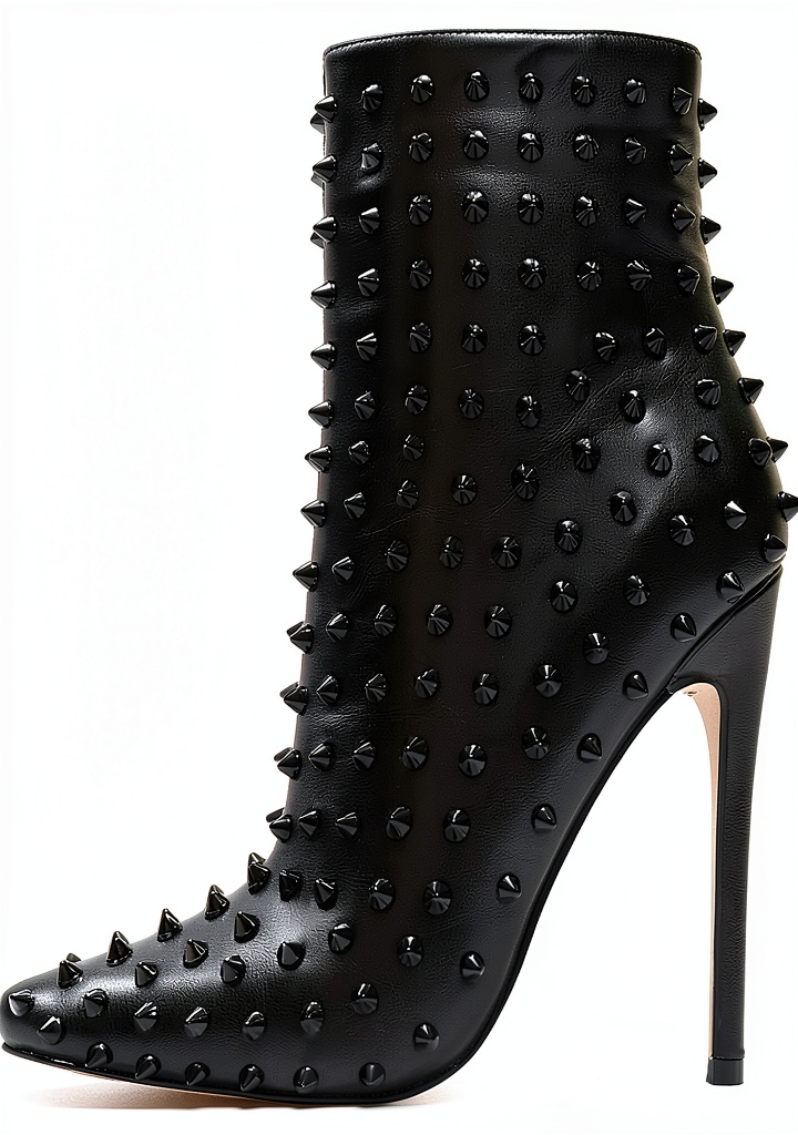 COLETER stiletto ankle boots in black and white colors