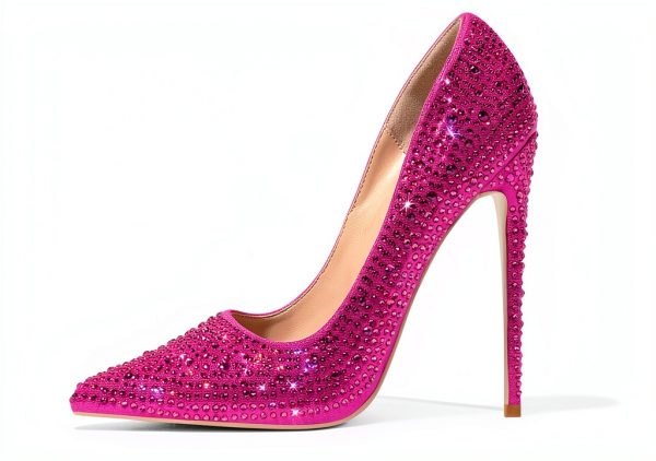 Rhinestone High Heels Womens Sparkling Pointed Toe Pumps-0