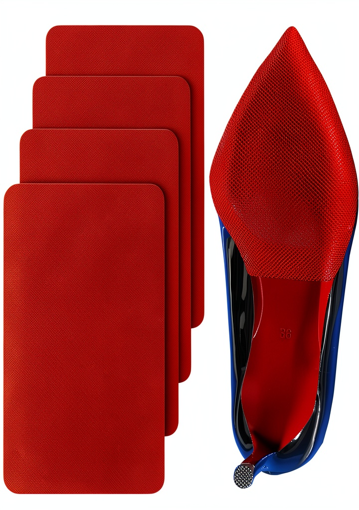 WAQUAFLUX shoe sole protectors applied to high heels on a wet surface