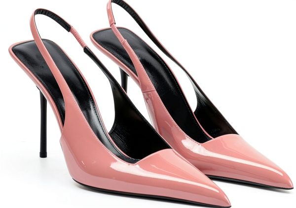 Womens High Heels Patent Leather Pointed Toe Slingback Pumps-0