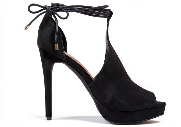 Womens Heeled Sandals Faux Leather Lace Up Ankle Strap-4