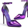 Womens Rhinestone Pumps Ankle Strap Heels Pointed Toe-1