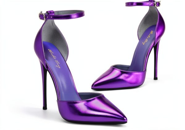 Womens Rhinestone Pumps Ankle Strap Heels Pointed Toe-1