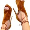 Pavo Womens Heeled Sandals Faux Leather Lace Up Ankle Strap-1