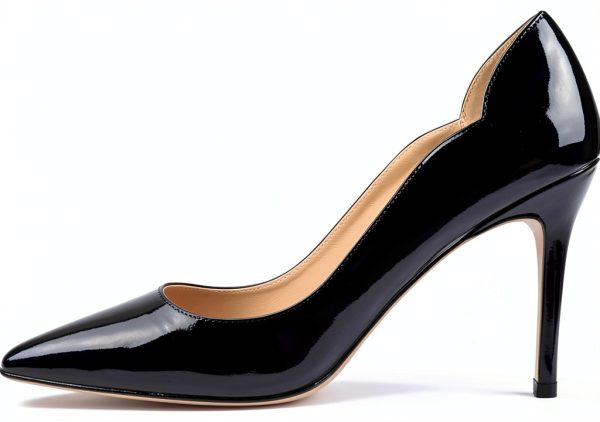 Pavo Womens Stiletto Pumps Black Patent 3.5 Inch Heel-2