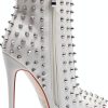 COLETER Womens Stiletto Ankle Boots Pointed Toe Rivets-1