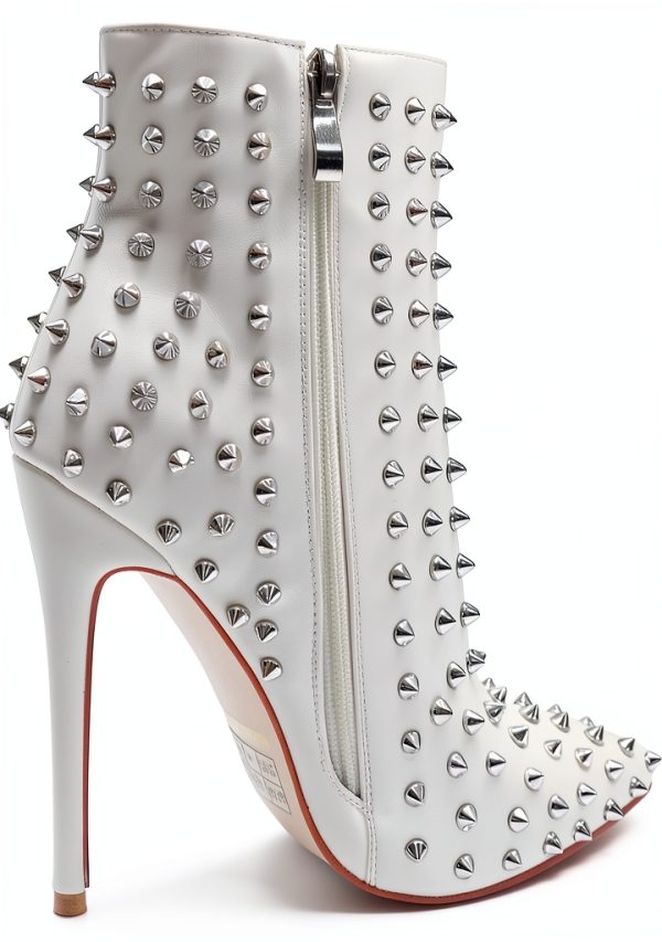 COLETER Womens Stiletto Ankle Boots Pointed Toe Rivets-1