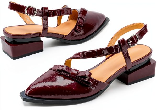 LingxiaUne Womens Slingback Pumps Pointed Toe Low Heel Flats-0