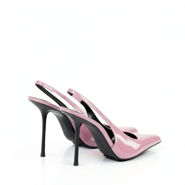Womens High Heels Patent Leather Pointed Toe Slingback Pumps-3