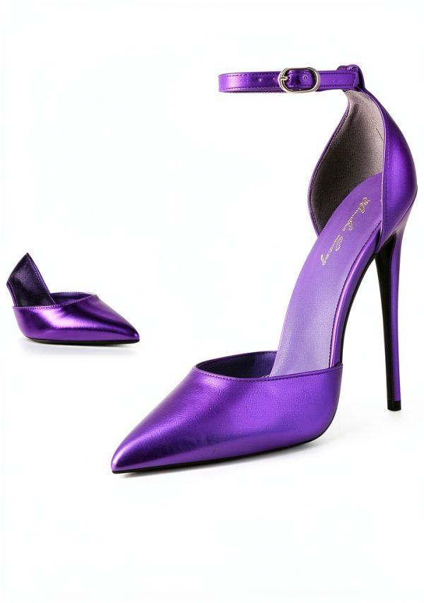 Womens Rhinestone Pumps Ankle Strap Heels Pointed Toe-2