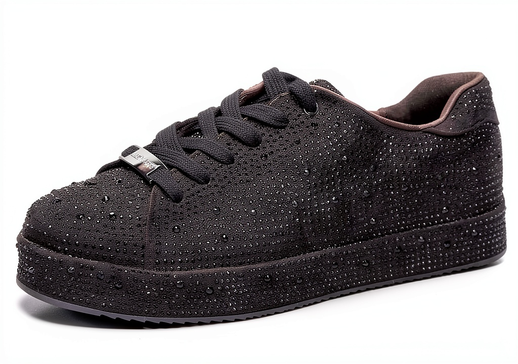 Rhinestone sneakers showcasing sparkly mesh upper and heel design