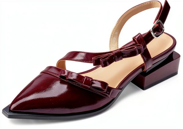 LingxiaUne Womens Slingback Pumps Pointed Toe Low Heel Flats-5
